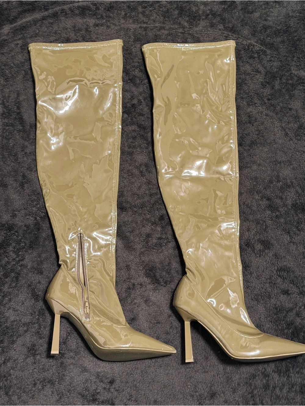 ALDO Olive Patent Over-the-Knee Stiletto Boots